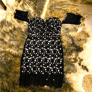 J.O.A. Lace Sweetheart Black Off The Shoulder Dress